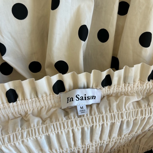 En Saison Tiered Polka Dot Midi Dress Medium Off White Black Anthropologie - Picture 2 of 4